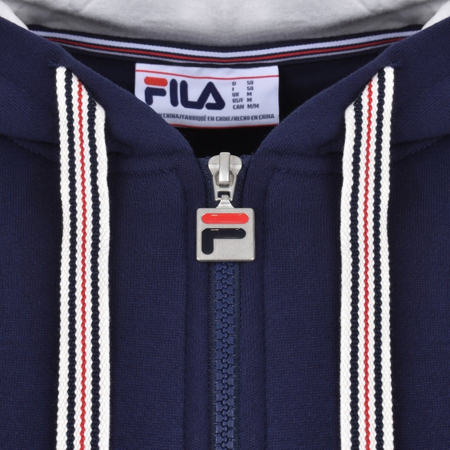Image number 4 for Fila Tenconi Full Zip Peached Fleece Hoodie Navy
