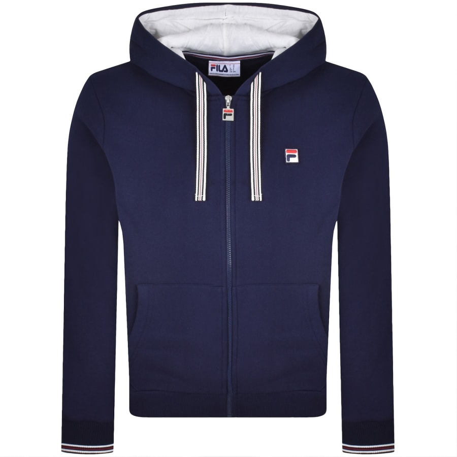 Image number 1 for Fila Tenconi Full Zip Peached Fleece Hoodie Navy