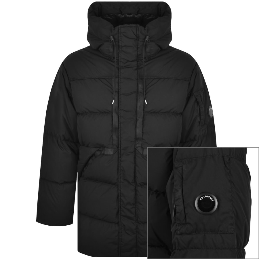 Image number 1 for CP Company Nycra-R Long Down Jacket Black