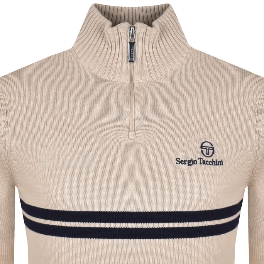 Image number 2 for Sergio Tacchini Dallas Quarter Zip Jumper Beige
