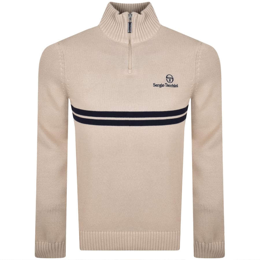 Image number 1 for Sergio Tacchini Dallas Quarter Zip Jumper Beige