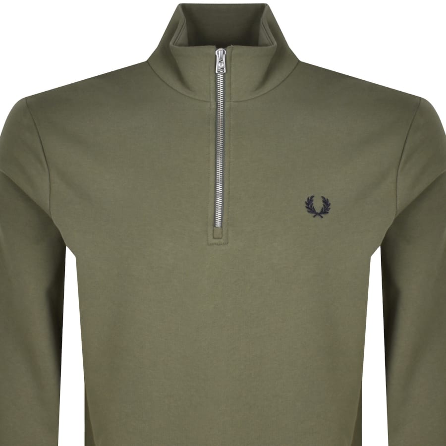 Image number 2 for Fred Perry Half Zip Sweatshirt Green