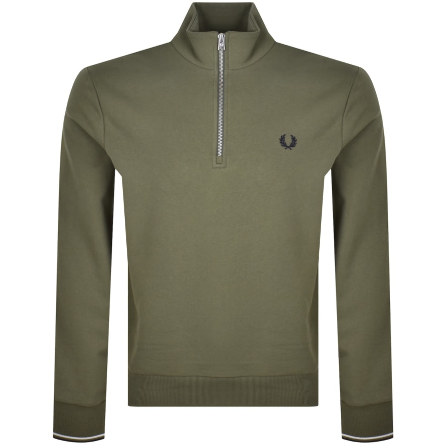 Image number 1 for Fred Perry Half Zip Sweatshirt Green