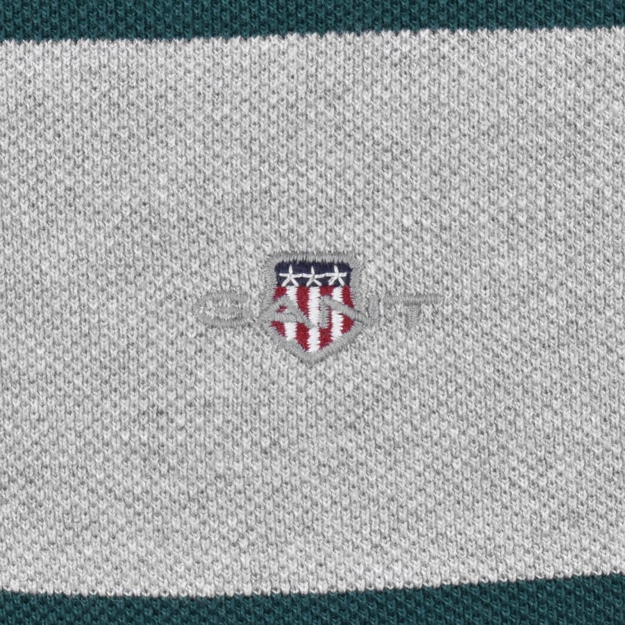 Image number 3 for Gant Striped Long Sleeve Polo T Shirt Grey