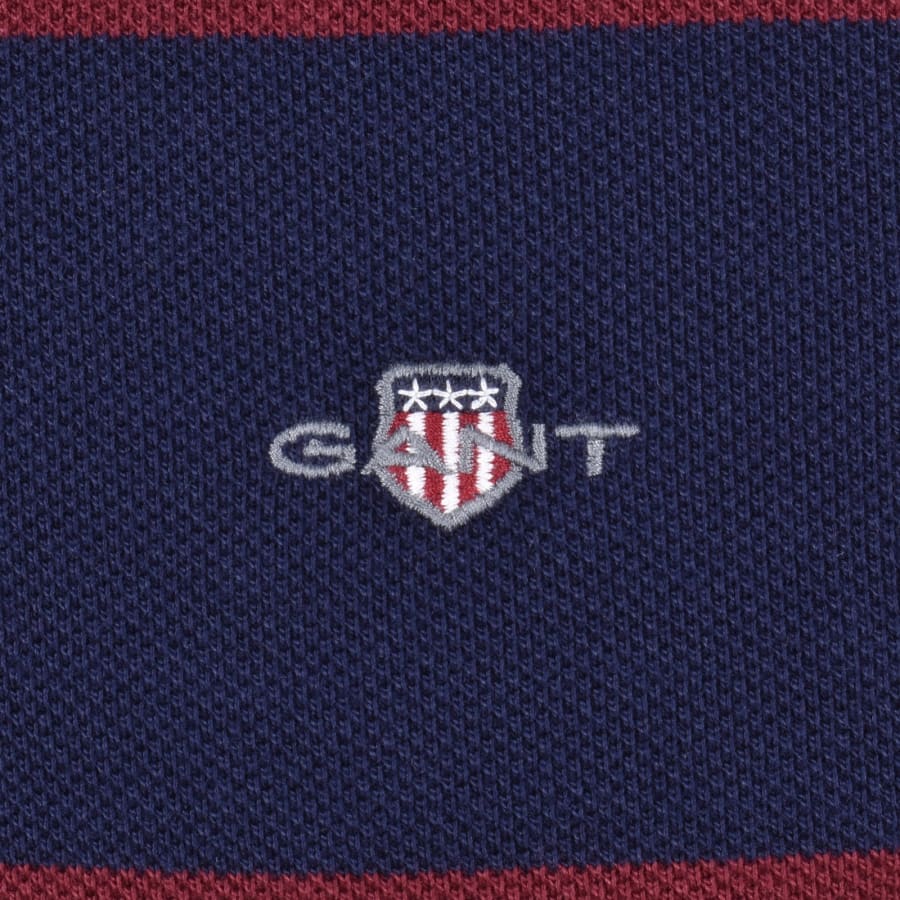 Image number 3 for Gant Striped Long Sleeve Polo T Shirt Navy