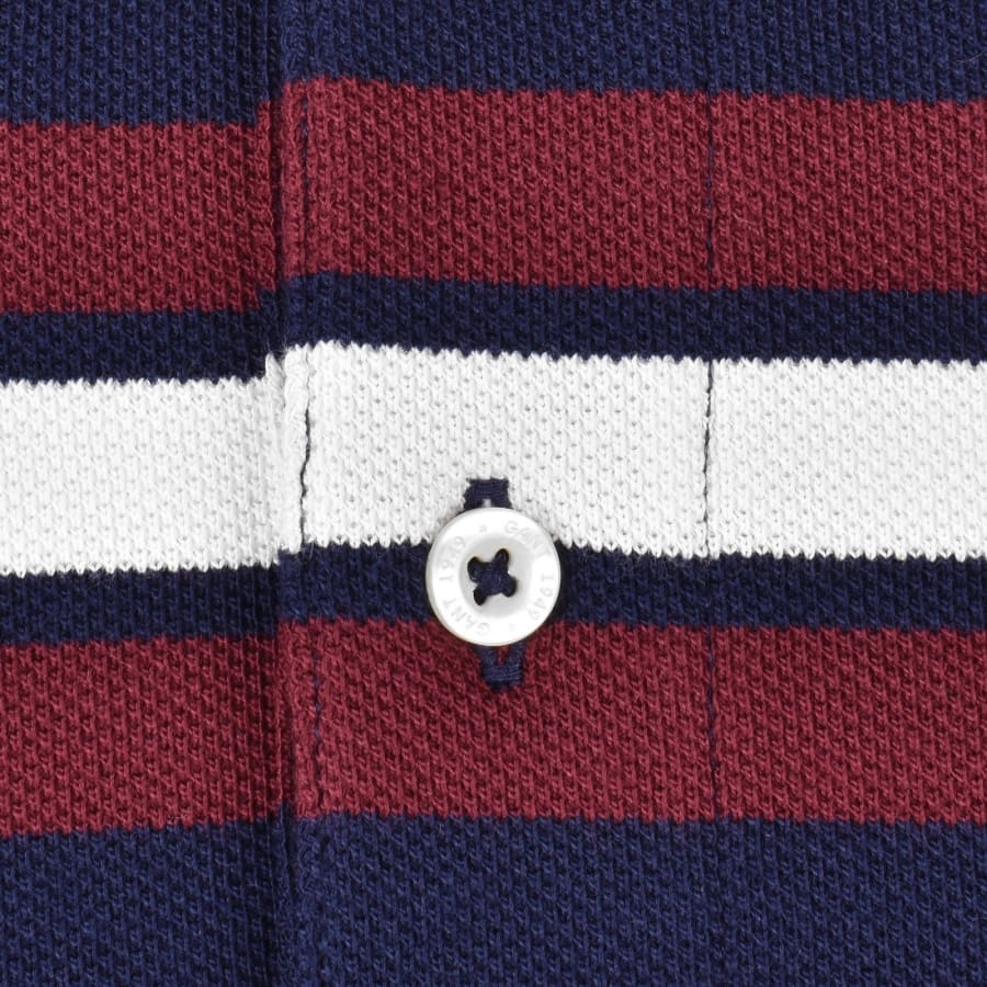 Image number 4 for Gant Striped Long Sleeve Polo T Shirt Navy