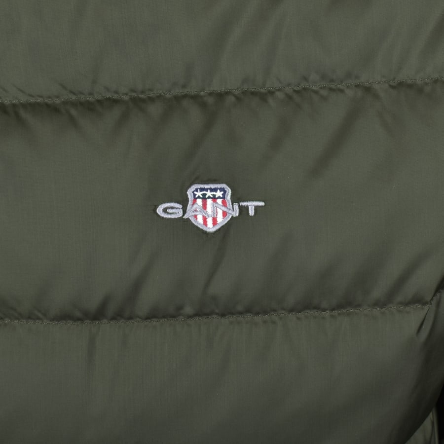 Image number 3 for Gant Light Down Gilet Dark Moss Green