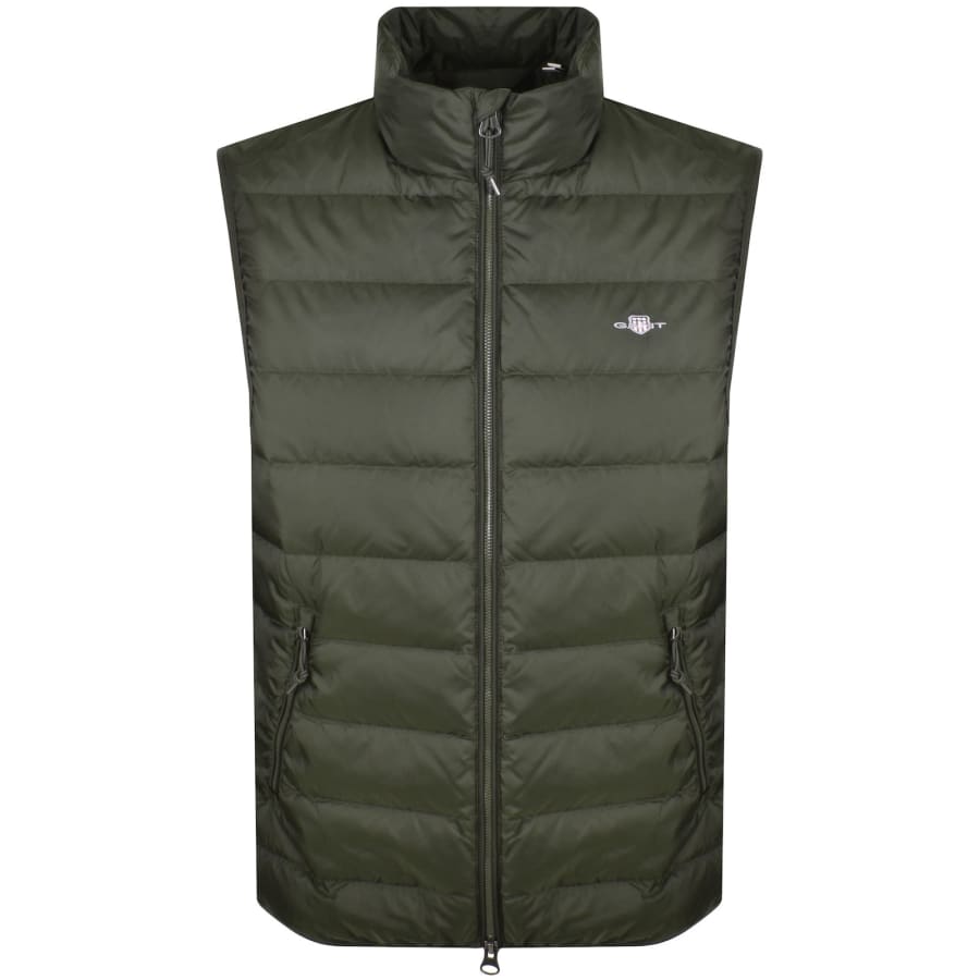 Image number 1 for Gant Light Down Gilet Dark Moss Green