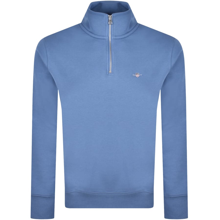 Image number 1 for Gant Shield Reg Shield Half Zip Sweatshirt Blue