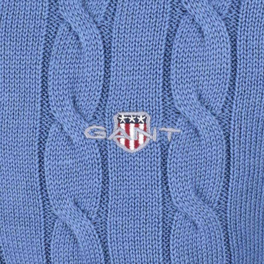 Image number 3 for Gant Classic Cotton Cable Knit Jumper Blue