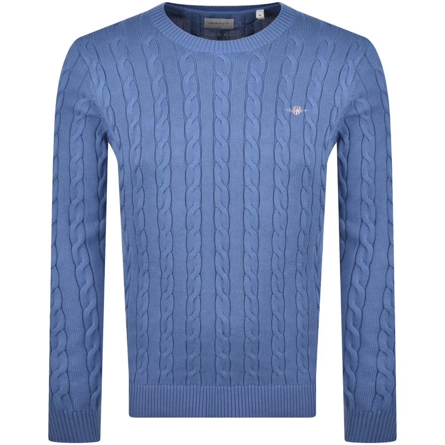 Image number 1 for Gant Classic Cotton Cable Knit Jumper Blue