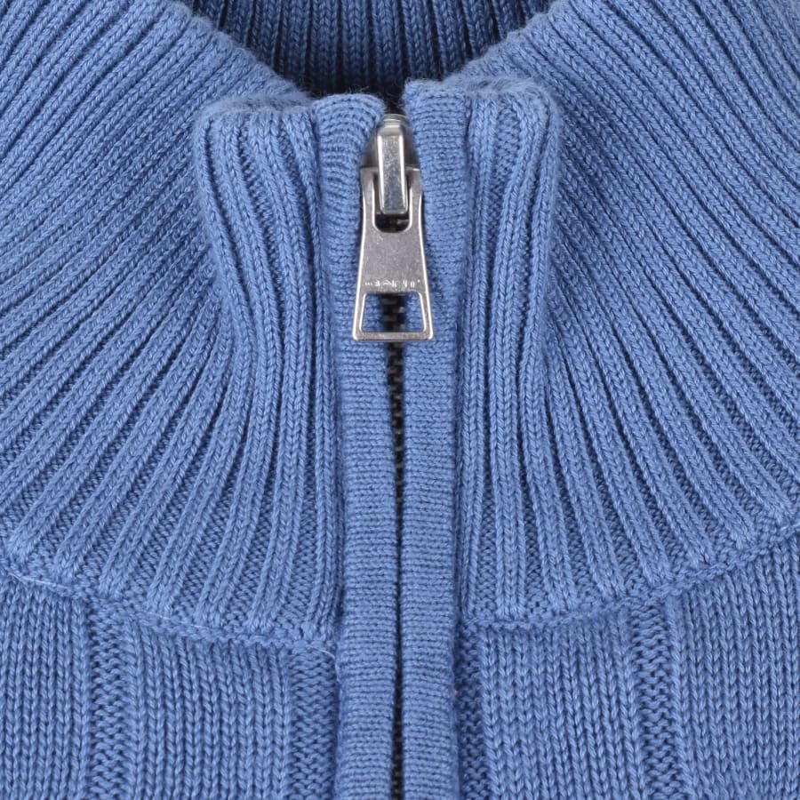 Image number 4 for Gant Cotton Cable Knit Half Zip Jumper Blue