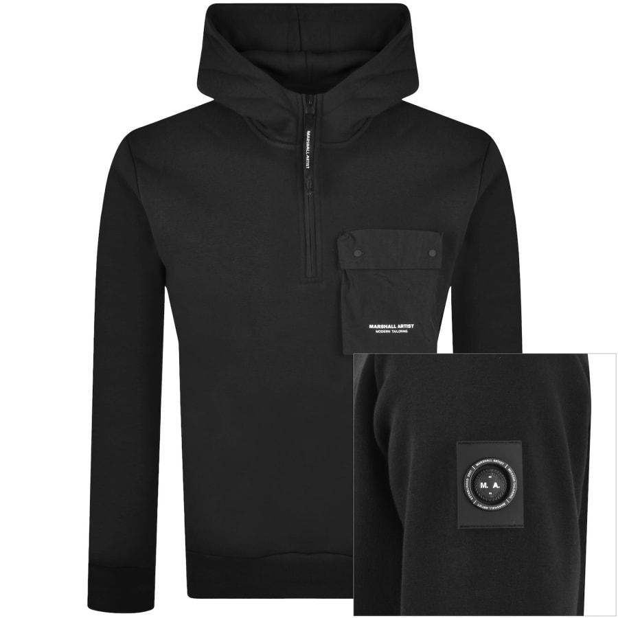 Image number 1 for Marshall Artist Centro Quarter Zip Hoodie Black