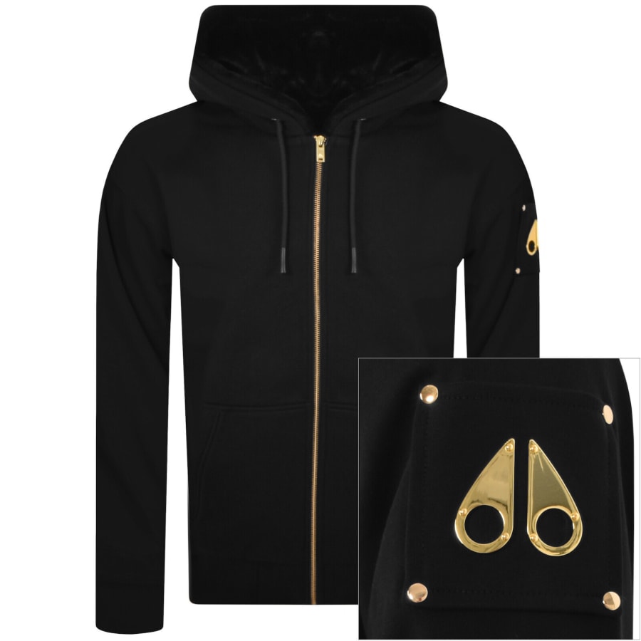 Image number 1 for Moose Knuckles Linden Bunny Zip Hoodie Black