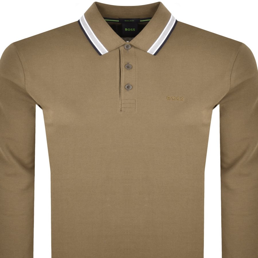Image number 2 for BOSS Plisy Long Sleeve Polo T Shirt Brown