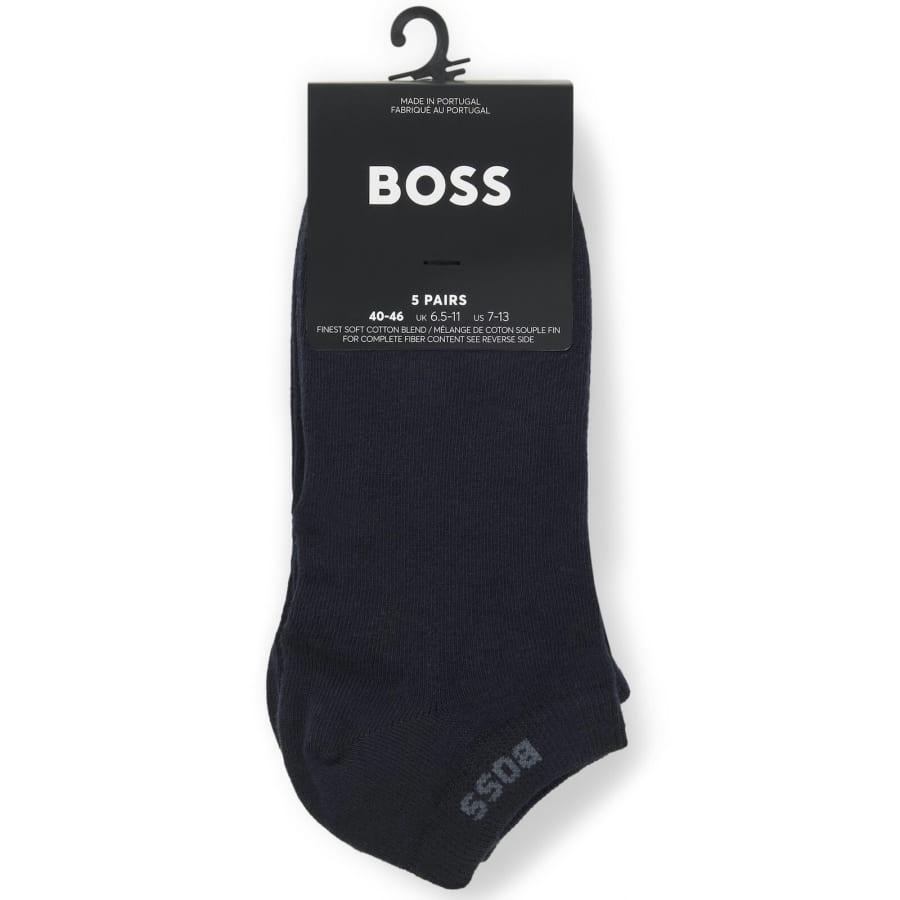 Image number 3 for BOSS 5 Pack Ankle Socks Navy