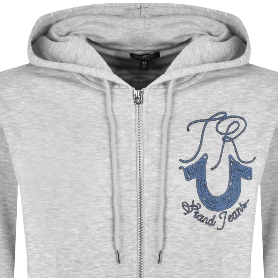 Image number 3 for True Religion Rope Logo Zip Hoodie Grey
