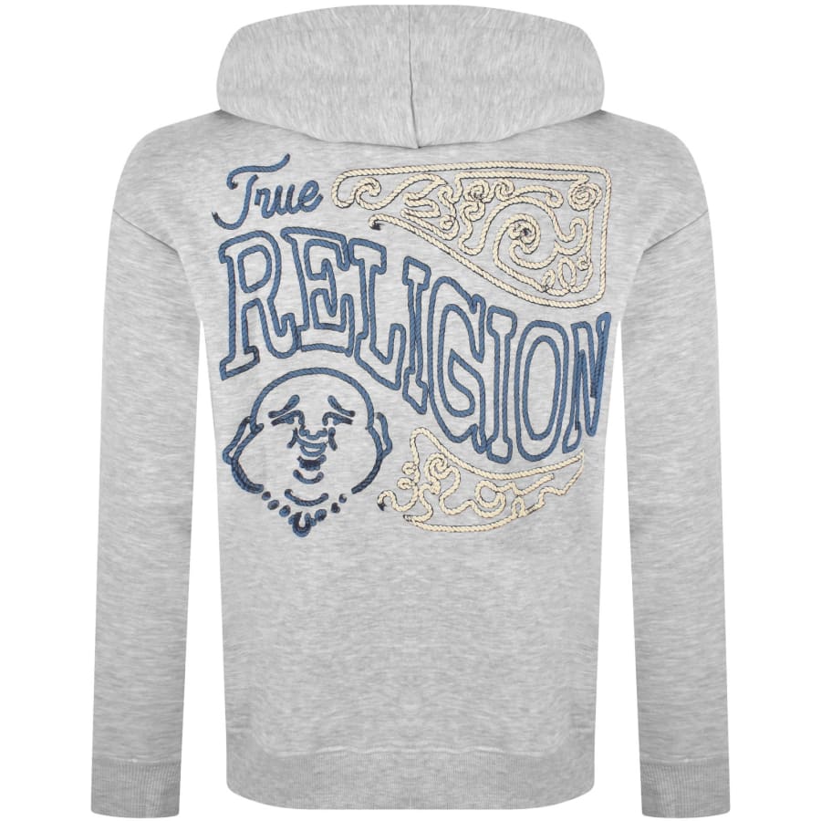 Image number 5 for True Religion Rope Logo Zip Hoodie Grey