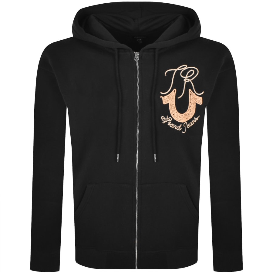 Image number 2 for True Religion Rope Logo Zip Hoodie Black