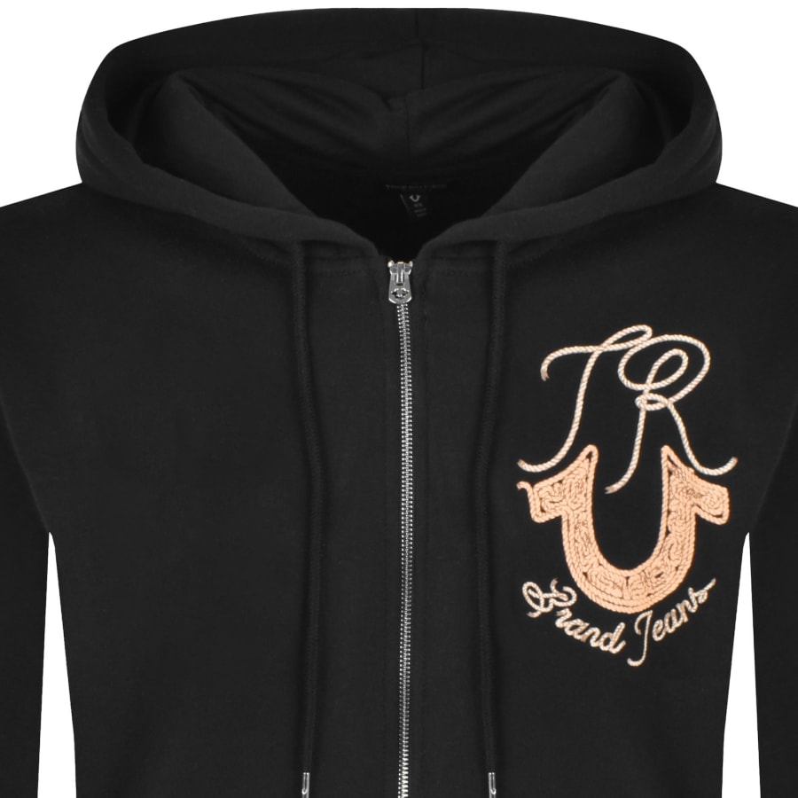 Image number 3 for True Religion Rope Logo Zip Hoodie Black
