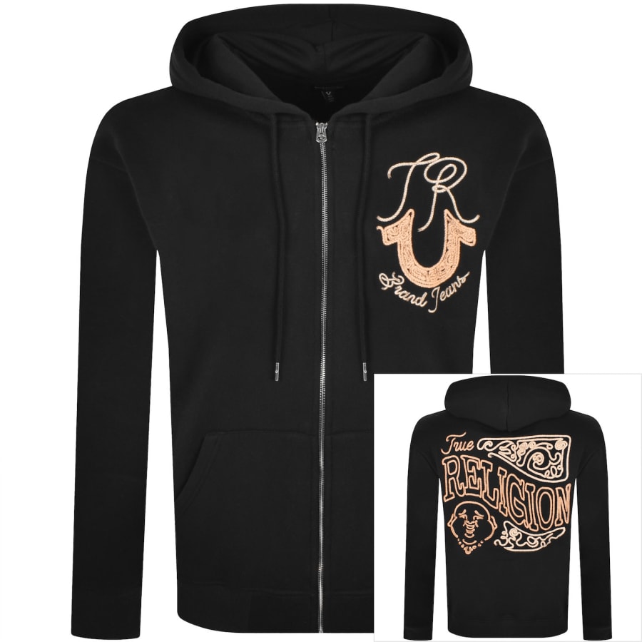 Image number 1 for True Religion Rope Logo Zip Hoodie Black