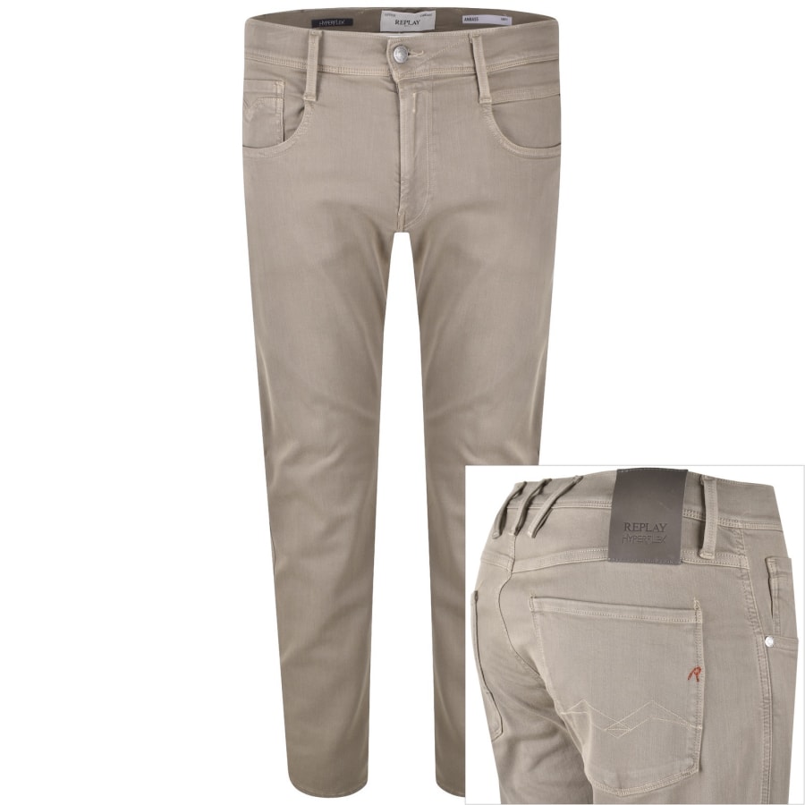 Image number 1 for Replay Anbass Hyperflex Stretch Jeans Brown