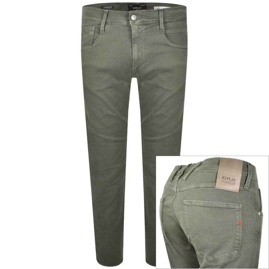 Image number 1 for Replay Anbass Hyperflex Stretch Jeans Green