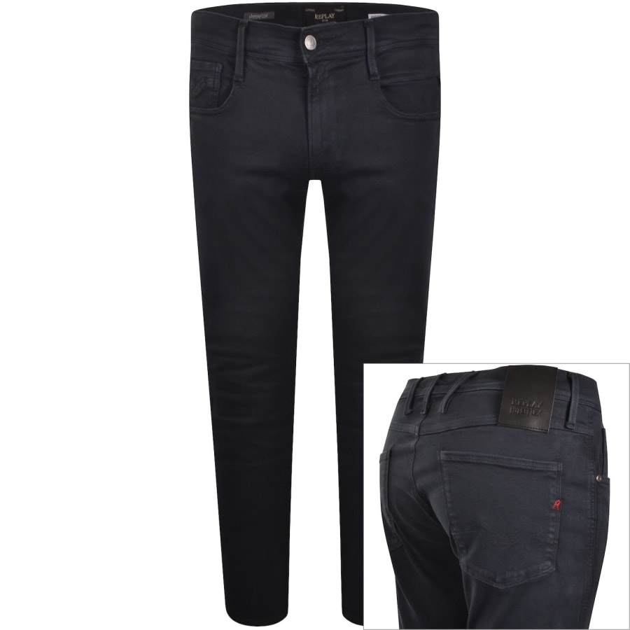 Image number 1 for Replay Anbass Hyperflex Jeans Navy