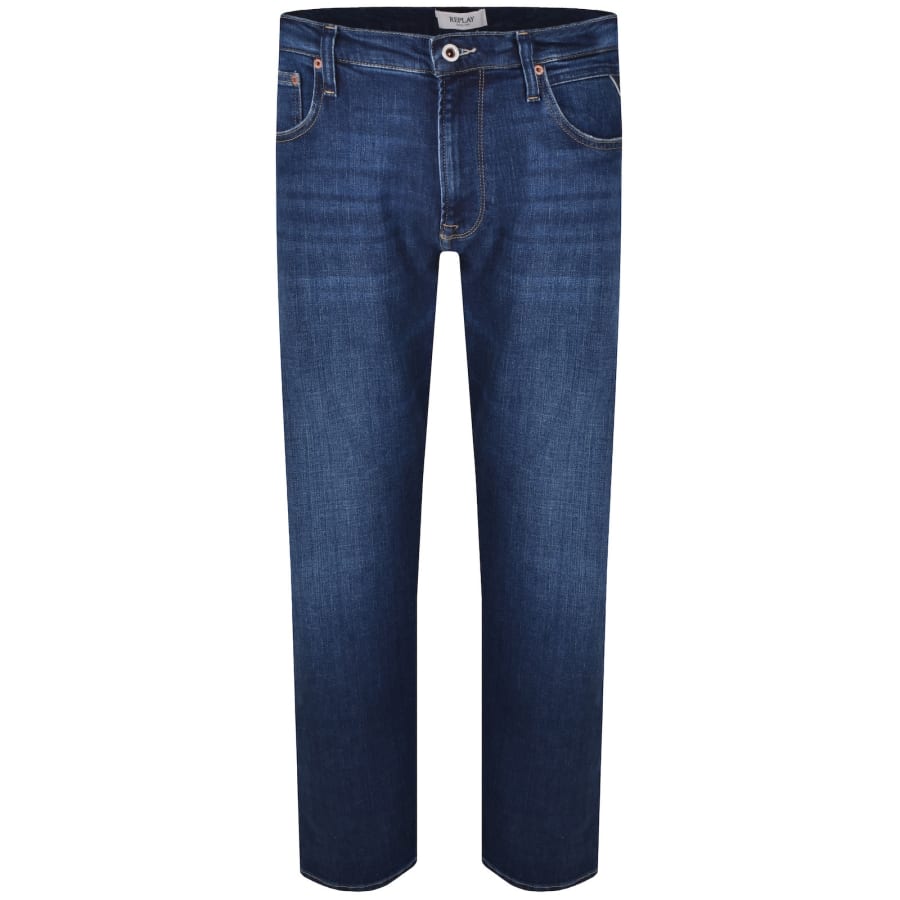 Image number 2 for Replay Aideen Straight Fit Jeans Dark Blue