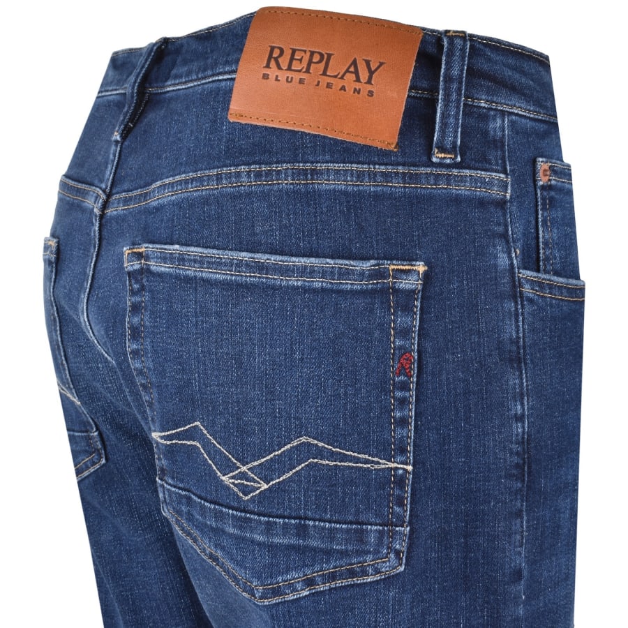 Image number 4 for Replay Aideen Straight Fit Jeans Dark Blue