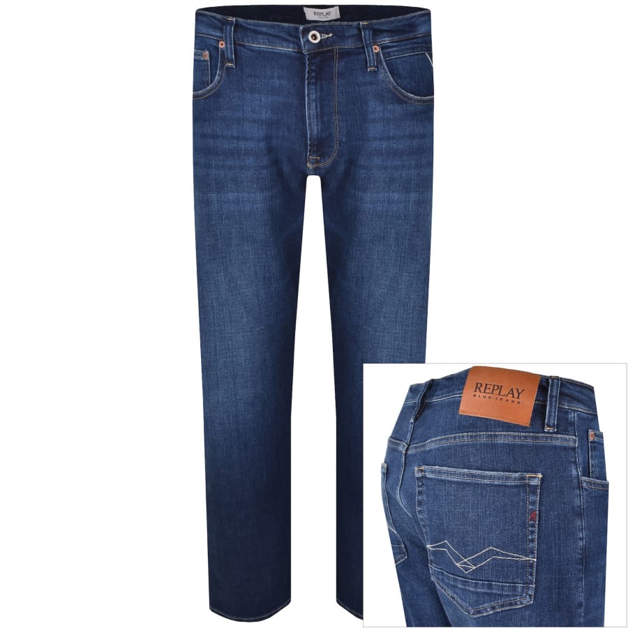 Image number 1 for Replay Aideen Straight Fit Jeans Dark Blue