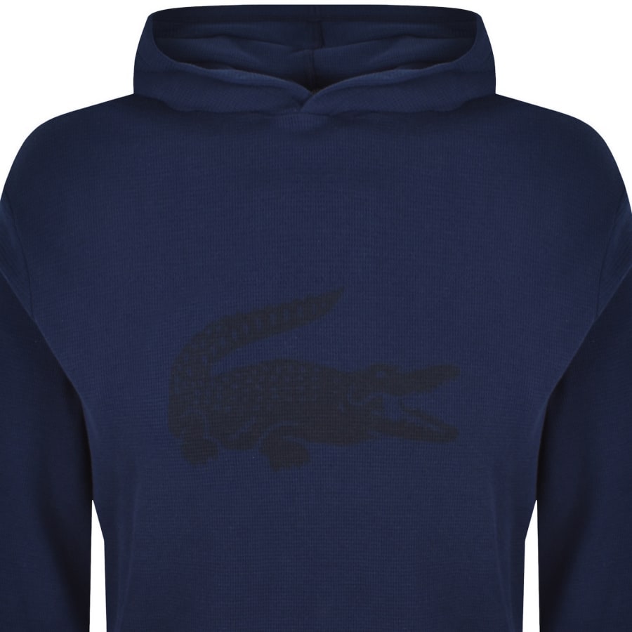 Image number 2 for Lacoste Lounge Waffle Hoodie Navy
