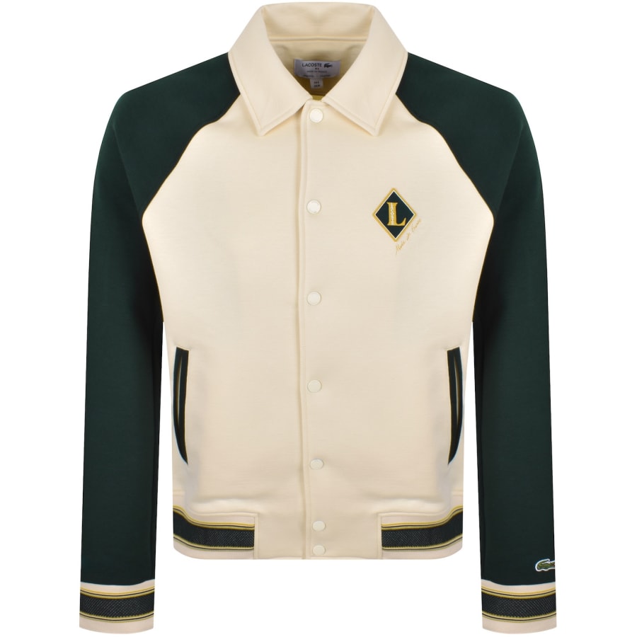 Image number 1 for Lacoste Varsity Bomber Jacket Beige