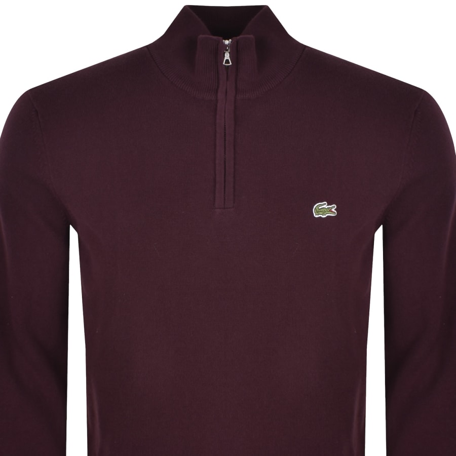 Image number 2 for Lacoste Quarter Zip Knit Jumper Purple