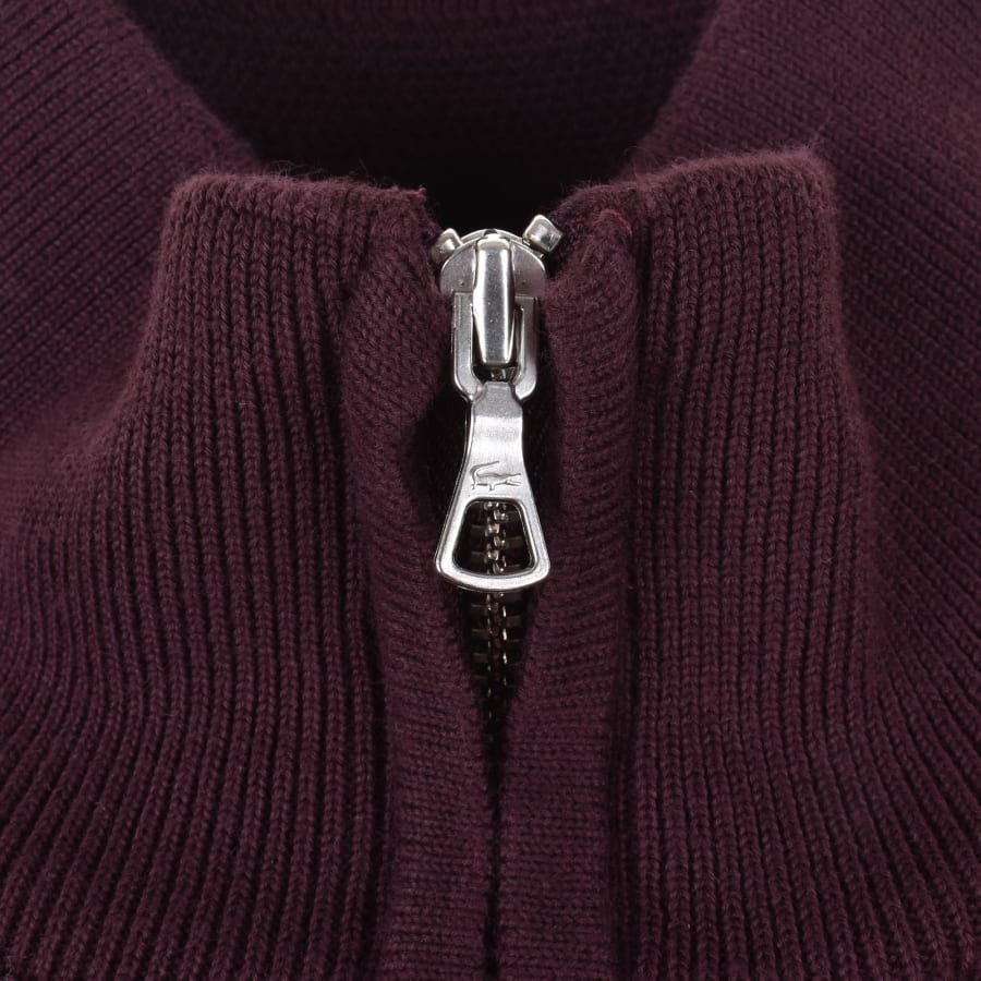 Image number 4 for Lacoste Quarter Zip Knit Jumper Purple
