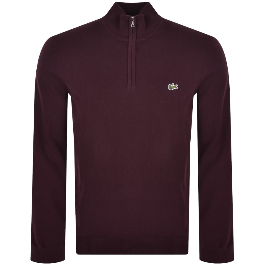 Image number 1 for Lacoste Quarter Zip Knit Jumper Purple