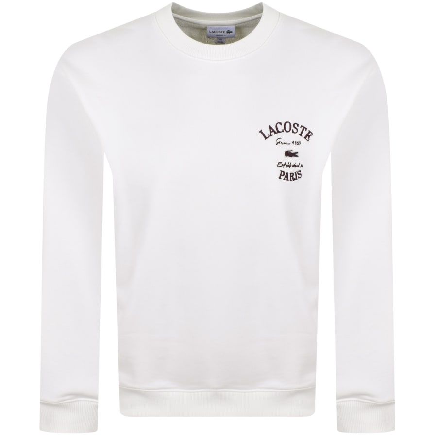 Image number 1 for Lacoste Crew Neck Sweatshirt White