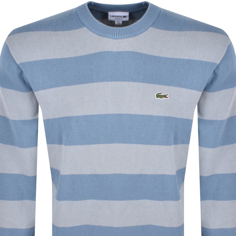 Image number 2 for Lacoste Striped Knit Jumper Blue