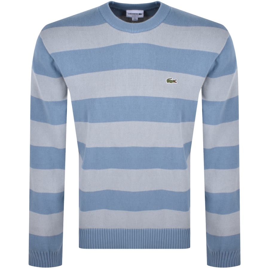 Image number 1 for Lacoste Striped Knit Jumper Blue