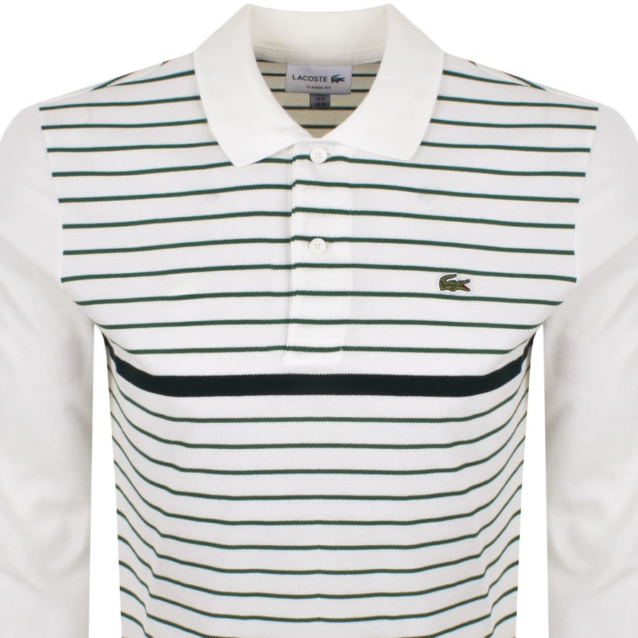 Image number 2 for Lacoste Striped Polo T Shirt White