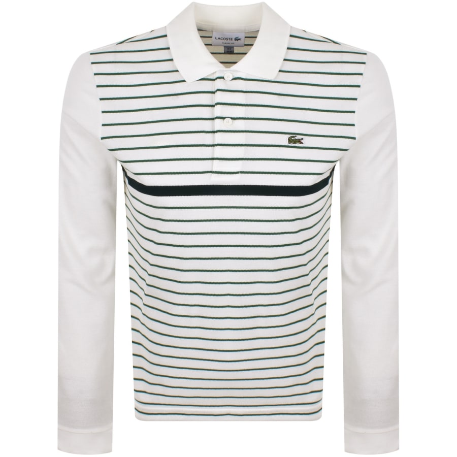 Image number 1 for Lacoste Striped Polo T Shirt White