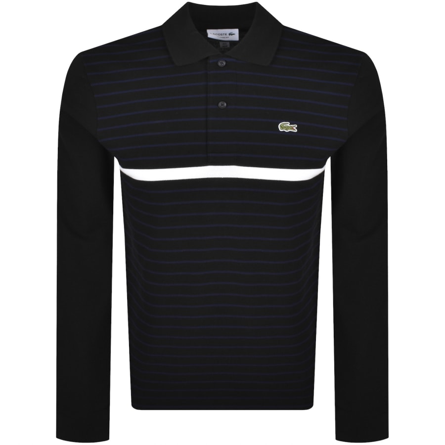 Image number 1 for Lacoste Striped Polo T Shirt Black