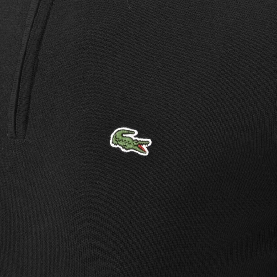 Image number 3 for Lacoste Quarter Zip Knit Jumper Black