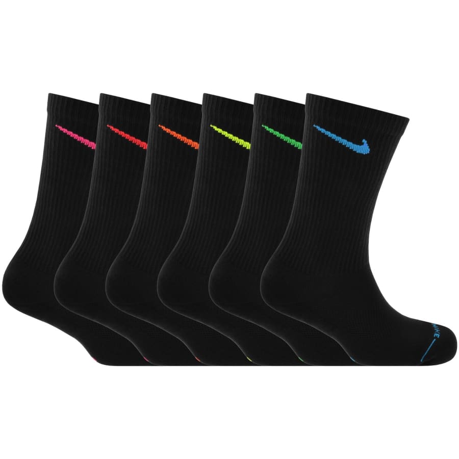 Image number 1 for Nike 6 Pack Crew Socks Black