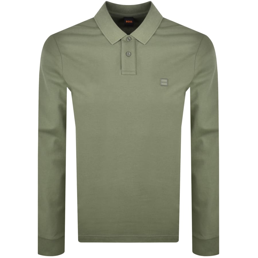 Image number 1 for BOSS Long Sleeve Passerby Polo T Shirt Green