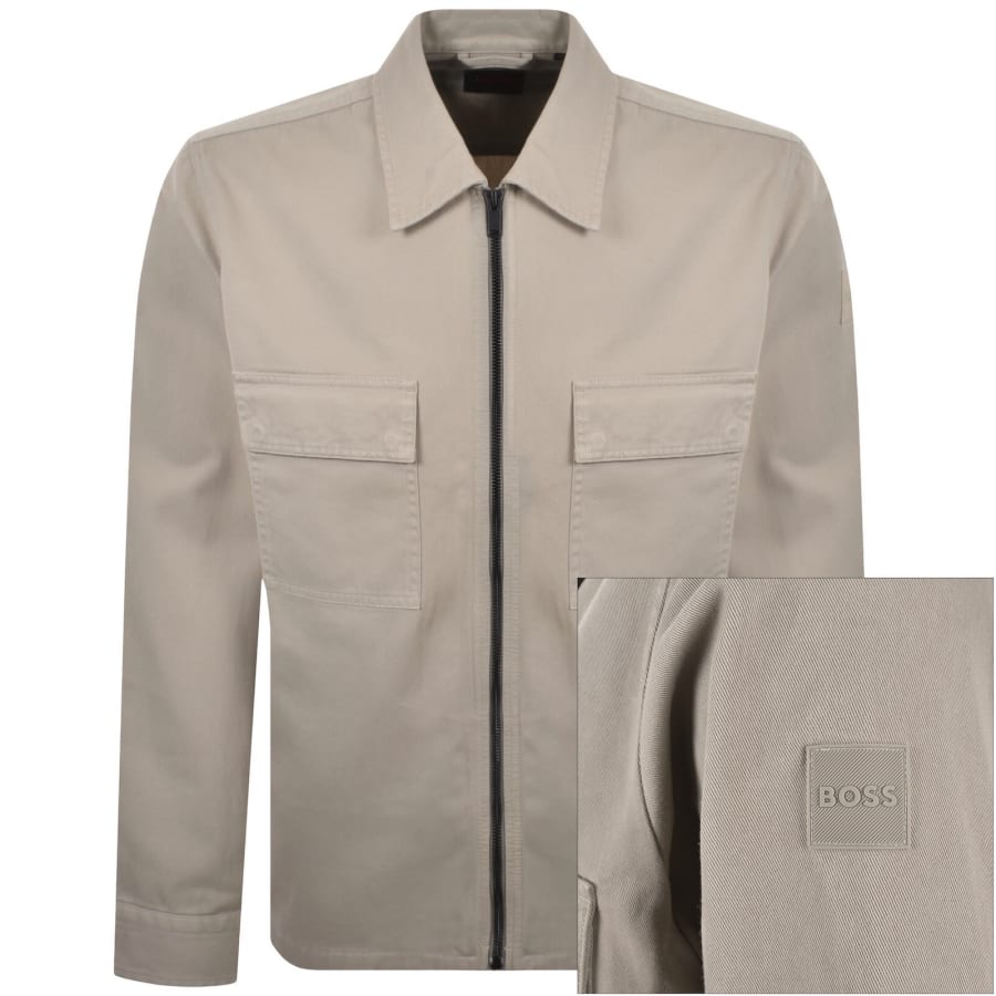 Image number 1 for BOSS Lorum Full Zip Overshirt Brown