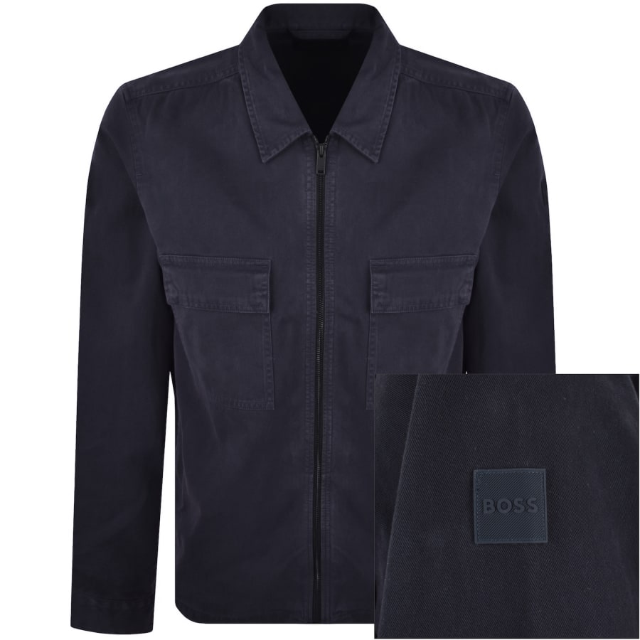 Image number 1 for BOSS Lorum Full Zip Overshirt Dark Blue
