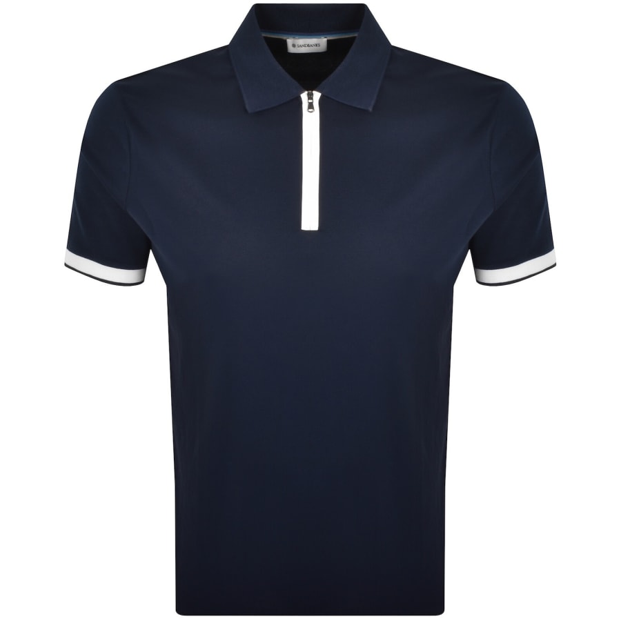 Image number 2 for Sandbanks Silicone Zip Polo T Shirt Navy
