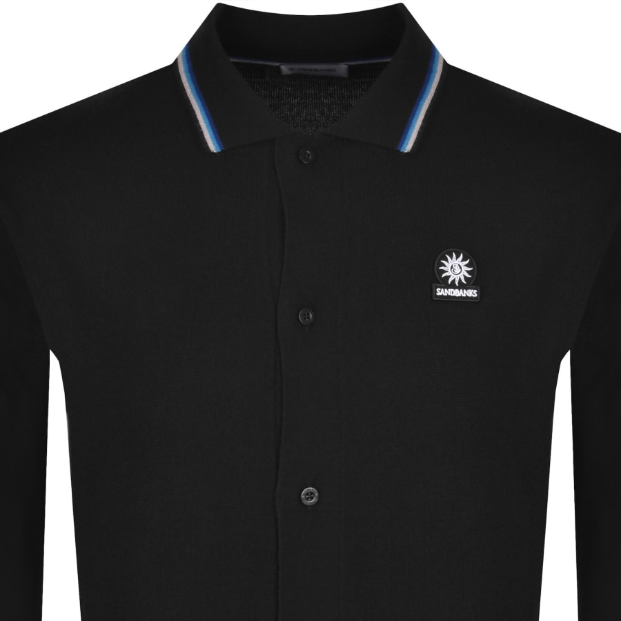 Image number 2 for Sandbanks Tri Colour Tipped Cardigan Black