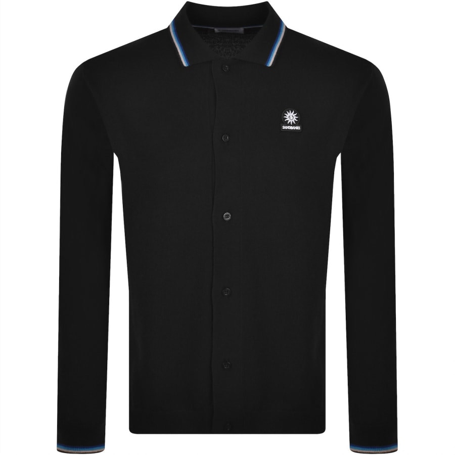 Image number 1 for Sandbanks Tri Colour Tipped Cardigan Black